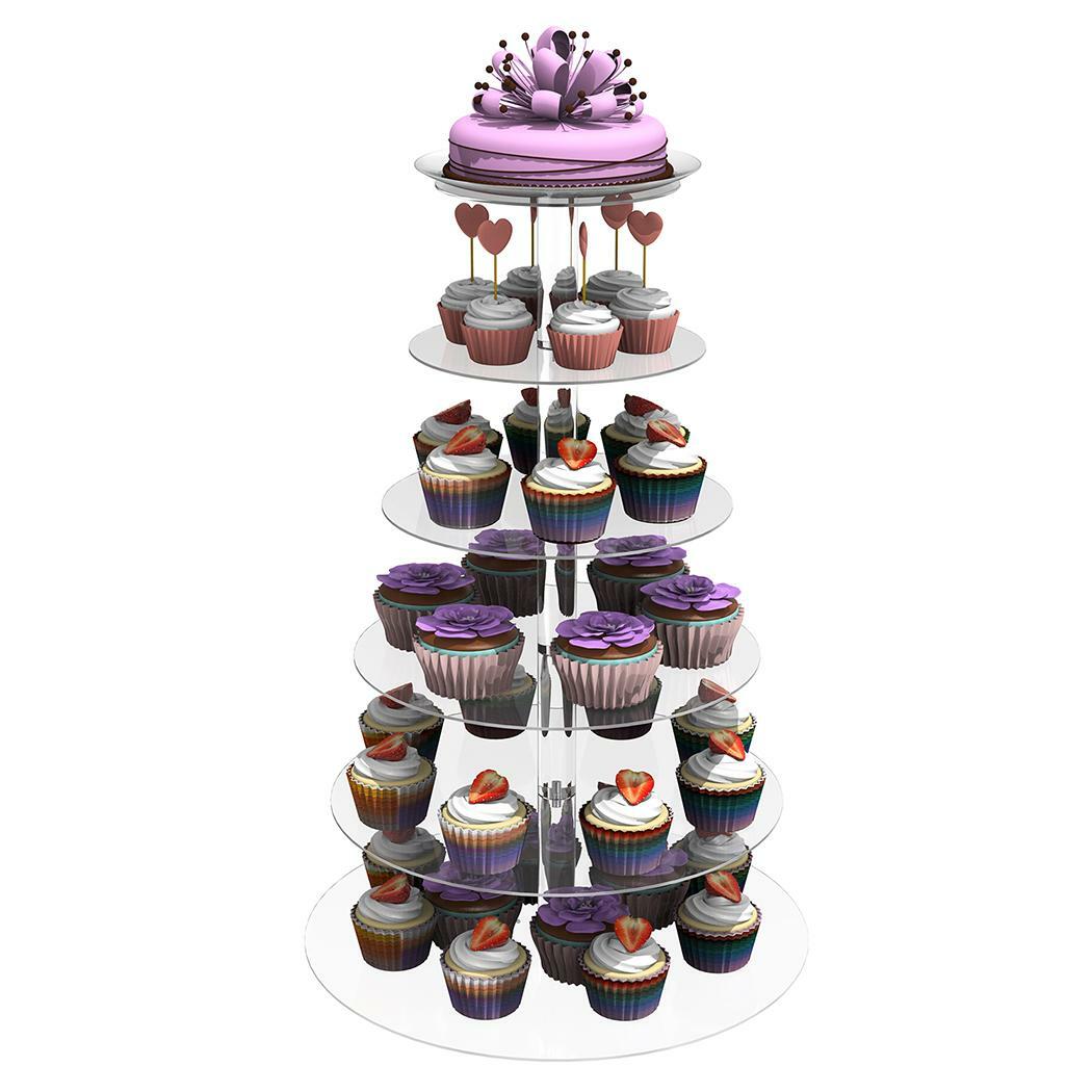 6 Tier Acrylic Cupcake Stand Tower Wedding Birthday Party Display WT 01