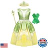 WonderBabe Green Fairy Tale Princess Dress Fancy Birthday Party Dresses Halloween Christmas Party Dress up Role Play Dresses Luxury Outfit Green Size 5T 6T Age 5-6 Years