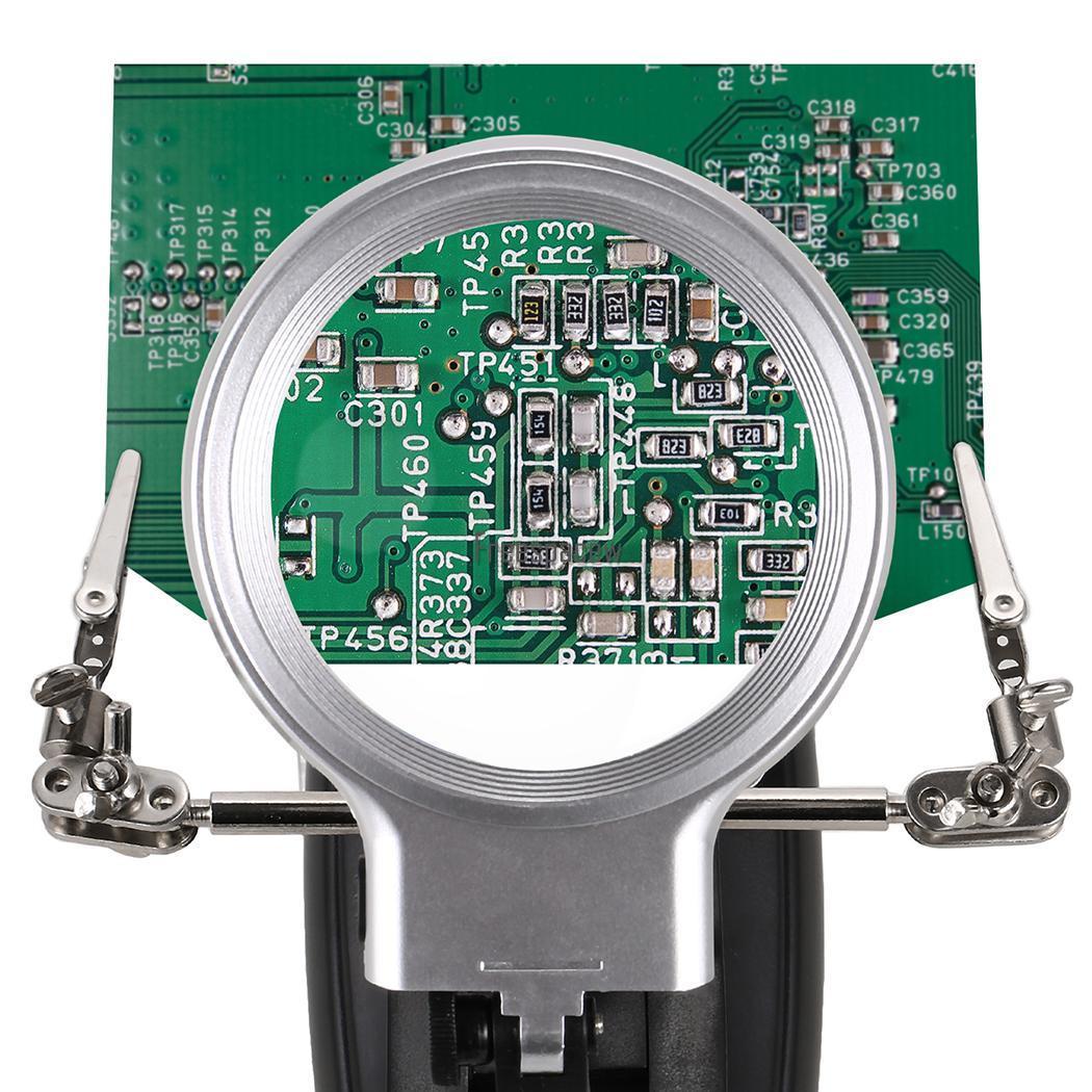 US Ship Helping Hand Soldering Stand With LED Light Magnifier Magnifying Glass