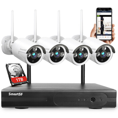 SmartSF 8CH 1080P Wireless Outdoor Security camera system with 1TB hard drive
