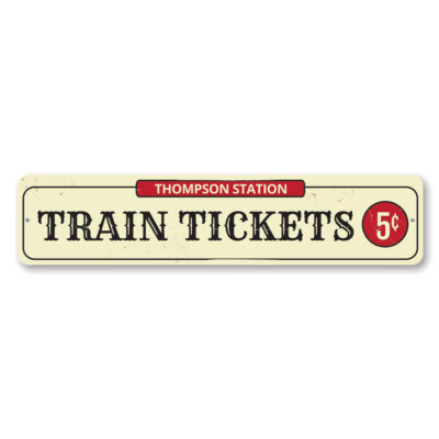 Personalized Train Station Tickets 5 Cents Family Name Metal Wall Decor
