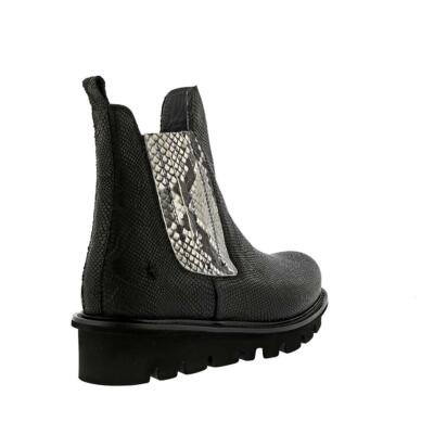Pre-owned Patrizia Bonfanti Karung Slit Gore Lug Chelsea Boot In Black/python