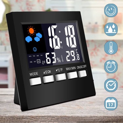 Alarm Clock Digital LED Backlight Time Date Display Snooze Thermometer Calendar