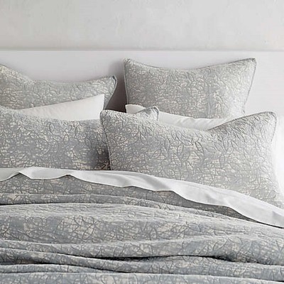 DKNY Sunwashed Floral Quilted Standard Pillow Sham in Grey  [SM-3725]