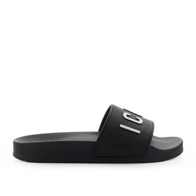 

Dsquared2 Be Icon Черно-белые женские шлепанцы Женщина, Черный, FFW0017-17203516-2124