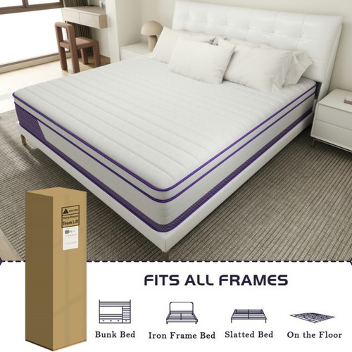 12"14" Gel Memory Foam Spring Hybrid Queen Mattress Twin Full King Size In A Box