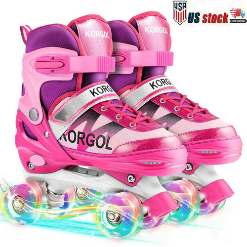 For Girls Boys  Kids 4 Size Adjustable Toddler Roller Skates