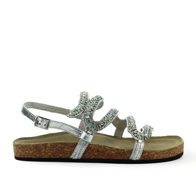 

Strategia Silver Aqua Green Jewel Flat Sandal Woman Женщина, Серебряный, S39