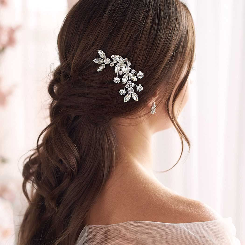 Bride Wedding Hair Combs Silver Delicate Opal Crystal Bridal Headpieces Rhinesto