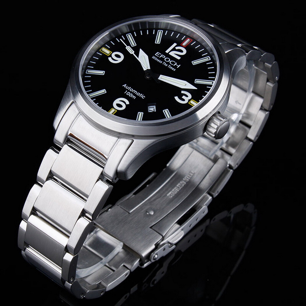 Pre-owned Epoch Men Automatic Watch Luxury Luminous Mechanical Wristwatch 10atm Military