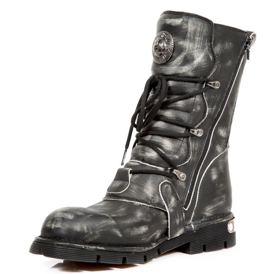 Pre-owned New Rock Newrock M.1473 S47 Gray - Rock Boots - Unisex