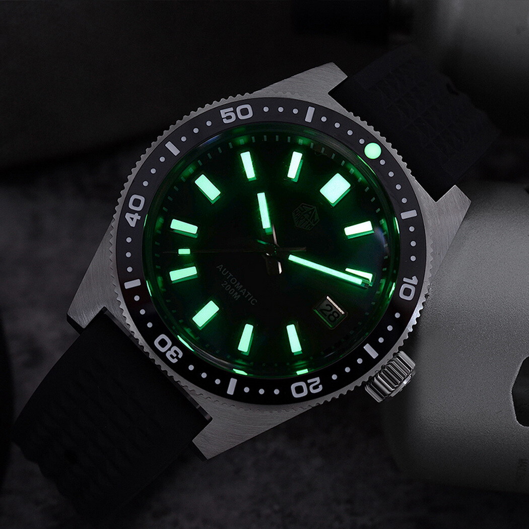 Pre-owned San Martin Dive Watch For Men,mens Automatic Watches 200m Waterproof Luminous
