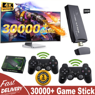 Built-in 64GB 30000+ Video Games 4K HDMI TV Game Stick Console Wireless Gamepad