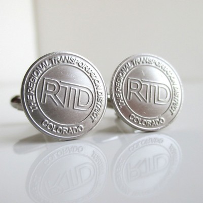 COLORADO Coin Cuff Links - Denver RTD Transit Token Repurposed Vintage Coins