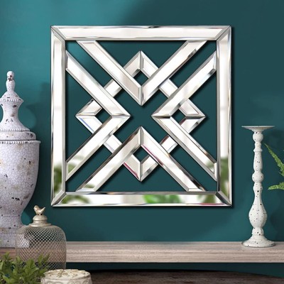 Decor Mirror Size 12x12 inches Square Mirrored Silver Wall Decorative Mirror