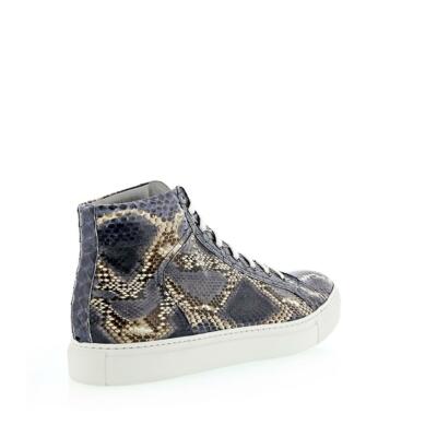 Pre-owned Angelo Burlinetto Multi Color Python Lace Up High Top In Blue