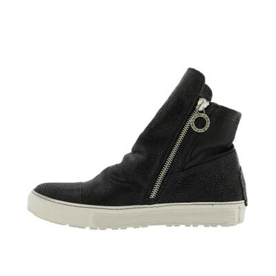 Pre-owned Fiorentini + Baker Textured Side Zip Ankle Boot In Black