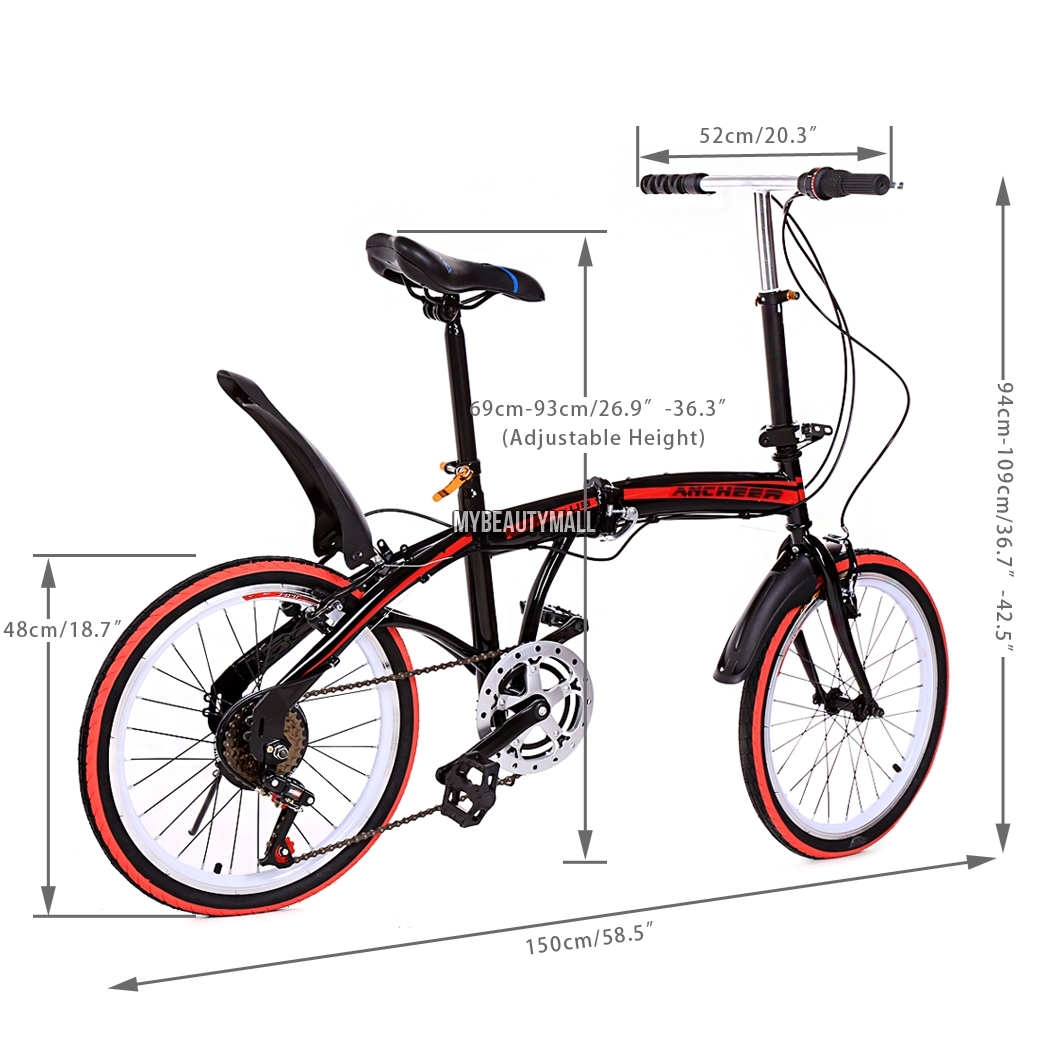 ::US SELLER! 6 Speed Folding BIKE Foldable Bicycle & CARRIER School Unisex Cycling