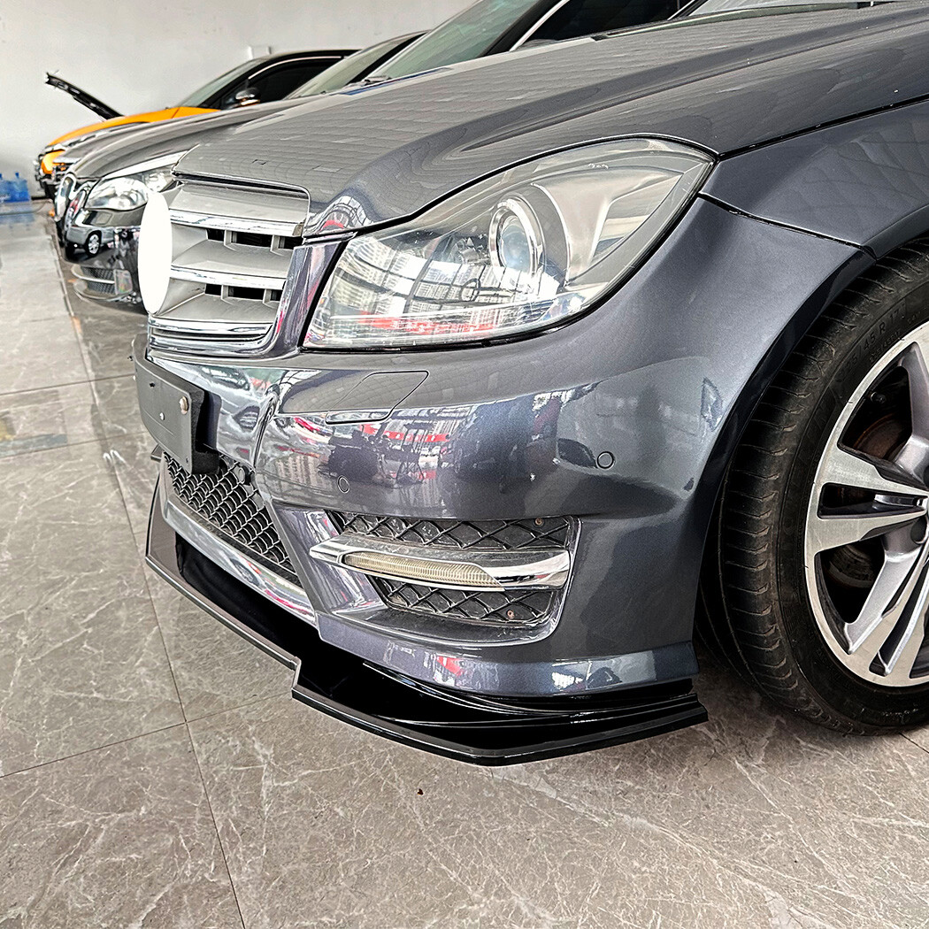 Black Front Bumper Lip Spoiler For Mercedes-Benz W204 C200 C250 C300 2011-2014