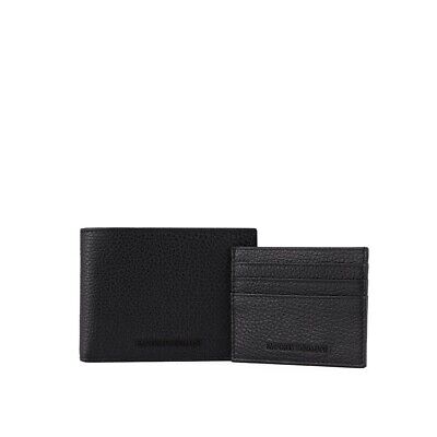 Pre-owned Emporio Armani Black Wallet+card Holder Set Man