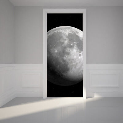 Door Mural Wall Sticker Luna Full Moon - Self Adhesive Door Wrap Bubble Free 