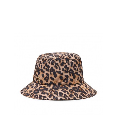 

Twinset Beige Black Animalier Bucket Hat Woman, Коричневый, 222TA4048-07287
