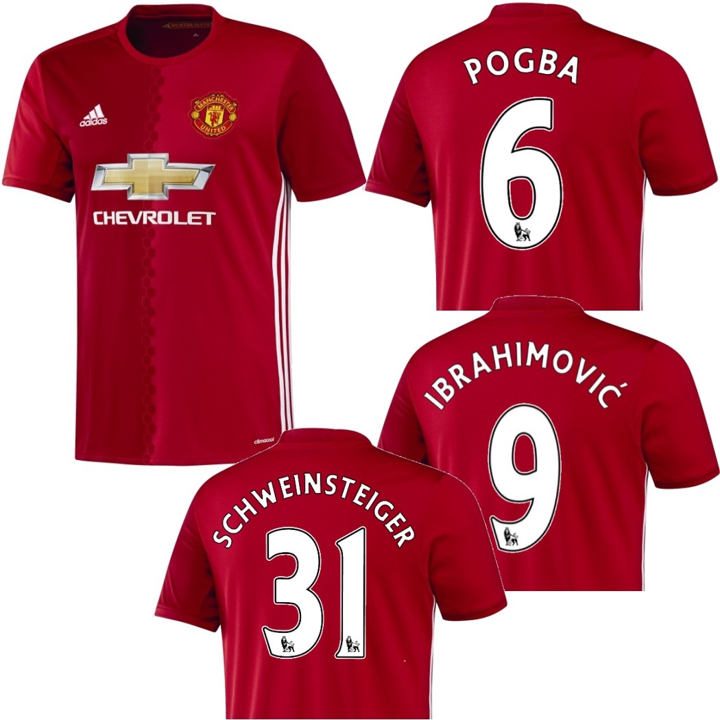 adidas Manchester United Home Heimtrikot 2016 2017 rot Pogba Ibrahimovic 