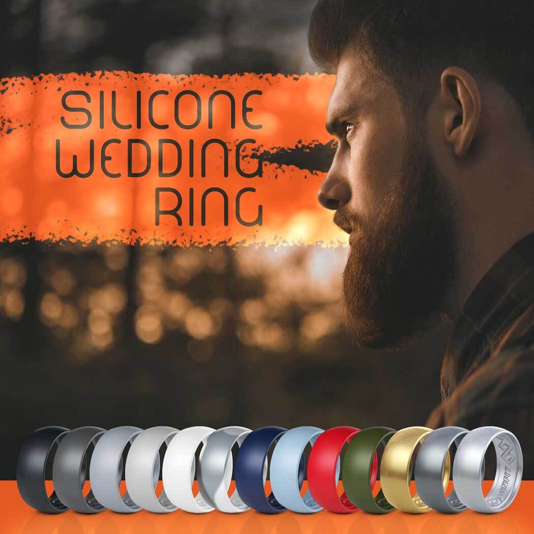 Rinfit Silicone Wedding Ring for Men - Step Edge Collection. Soft rubber bands