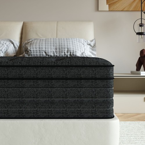 12"14" Mattress in A Box Innerspring Memory Foam Twin Full Queen King Cool Black