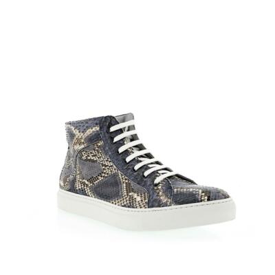Pre-owned Angelo Burlinetto Multi Color Python Lace Up High Top In Blue