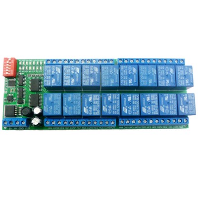 12V 16 Channel RS485 Relay Module Modbus RTU Serial Protocol for PLC PTZ Camera