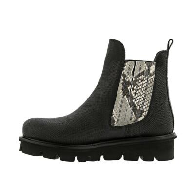 Pre-owned Patrizia Bonfanti Karung Slit Gore Lug Chelsea Boot In Black/python
