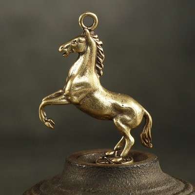Mini Vintage Solid Brass Horse Cars Key Ring Pendant Ornaments Decoration Parts