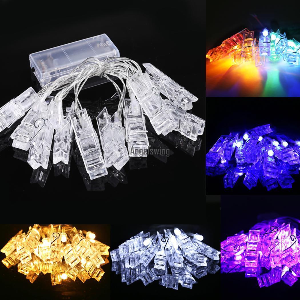 LED Clip Card Photo Holder String Fairy Lights Battery Christmas Wedding US