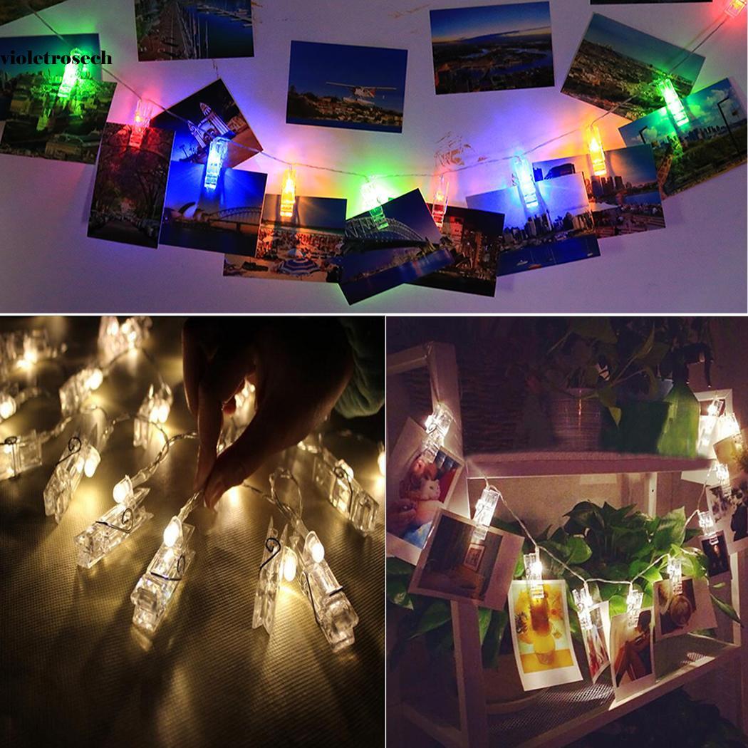 New LED Clip Card Photo Holder String Fairy Lights Battery Christmas Wedding