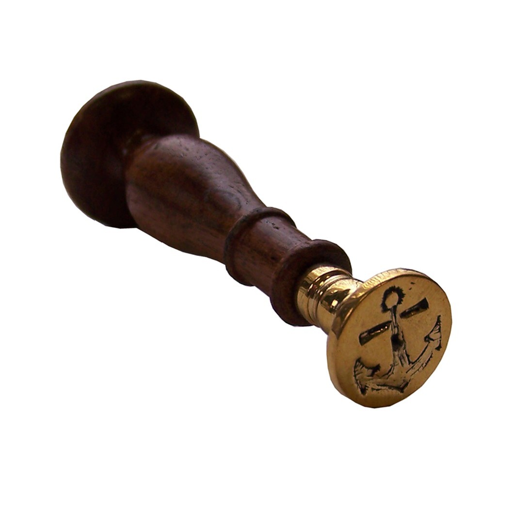 ANTIQUE STYLE ANCHOR LETTER SEAL WAX STAMP WOOD BRASS 3'' NAUTICAL WRITING