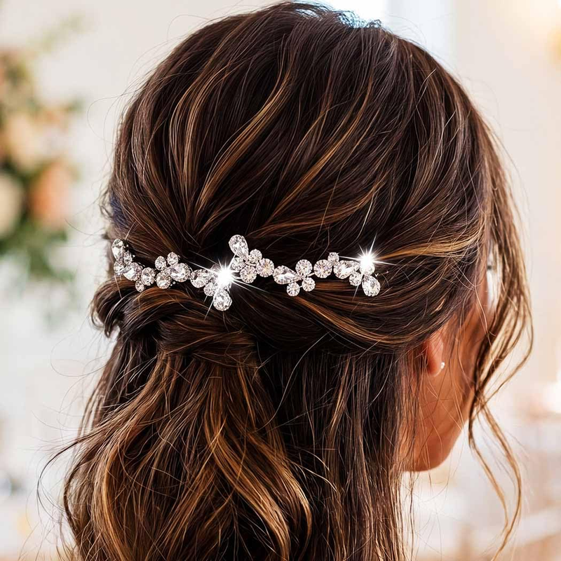 2 Pcs Crystal Rhinestone Bridal Hair Pins Wedding Hair Piece Bride Bridesmaid