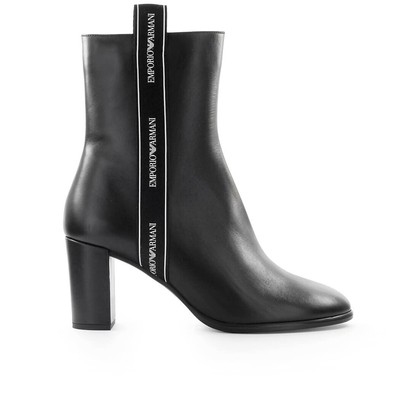 

Черные ботильоны на каблуке Emporio Armani Ribbon White Logo для женщин, Черный, X3N147-XM107-B133