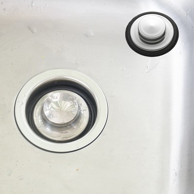 85mm Müllentsorgungsstopper Waschbeckenteile Küchenwerkzeug Edelstahl + Schwarz