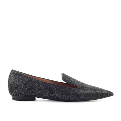 

Женские лоферы Emporio Armani, черные, серебристые, из кожи с пони, Черный, X3J079-XC696-00077