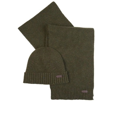 Комплект Barbour Carlton Fleck Olive Green Beanie+шарф для мужчин