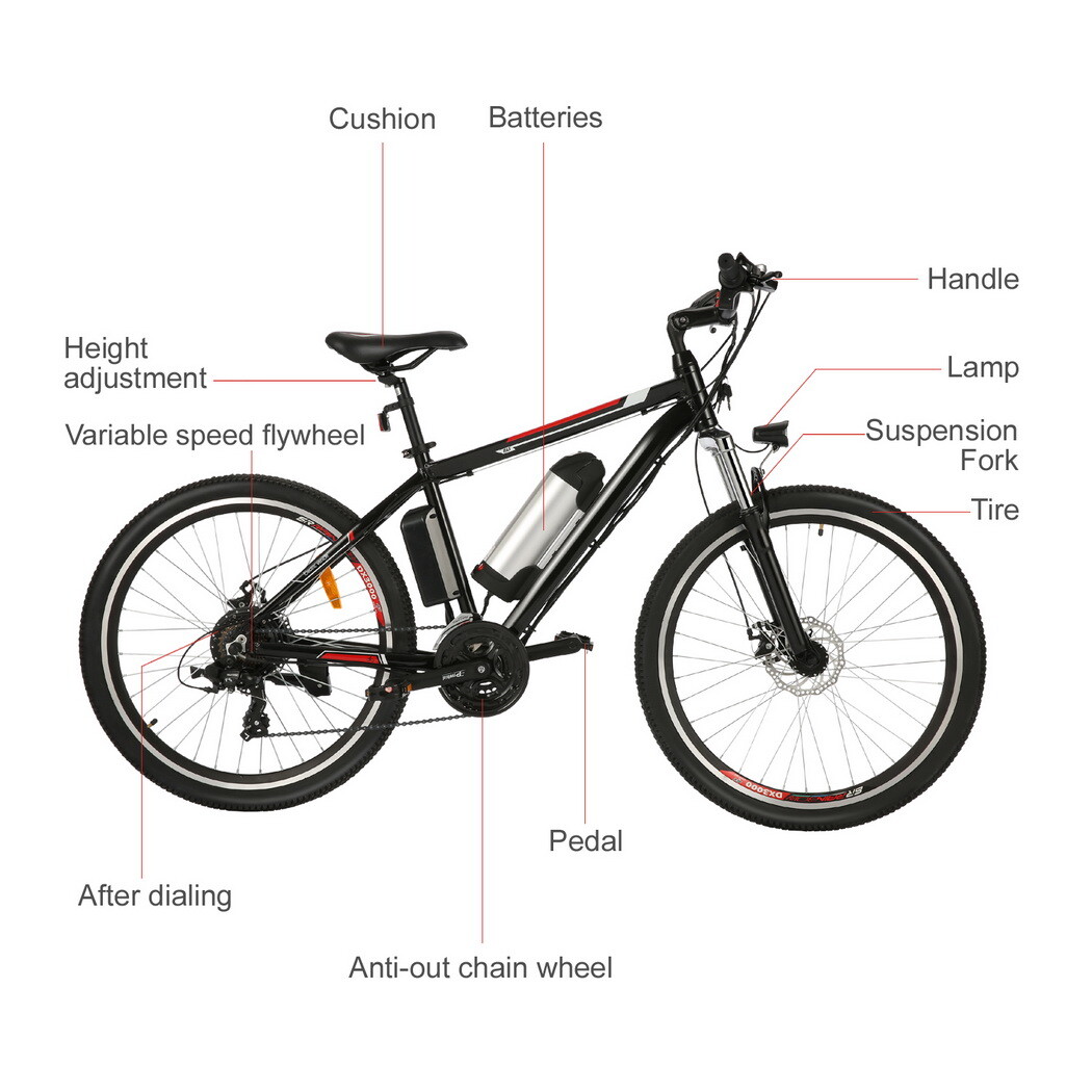 Elektrofahrrad 26 Zoll Mountainbike Ebike Citybike Shimano 21Gäng Pedelec EMTB