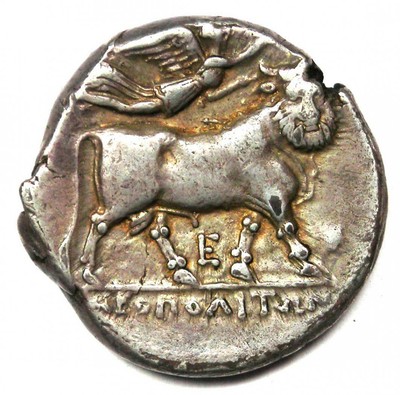 Campania Neapolis Style AR Silver Didrachm Nomos Coin 275-250 BC. VF (Very Fine)
