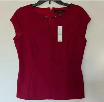 NwT WHITE HOUSE BLACK MARKET Empress Red Size 2 Chain Detail Bodice Top