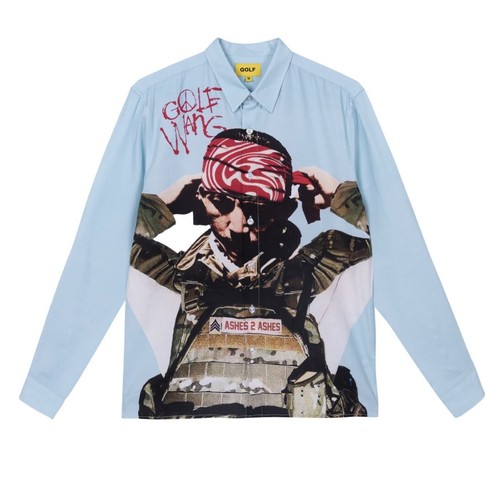 GOLF WANG 100% AUTHENTIC SZ LARGE PILOT BUTTON DOWN BLUE | eBay