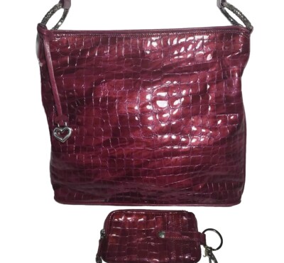 BRIGHTON CHER ''FIRST EDITION'' GUAVABERRY PATENT LEATHER SHOULDER BAG SET MRP$355