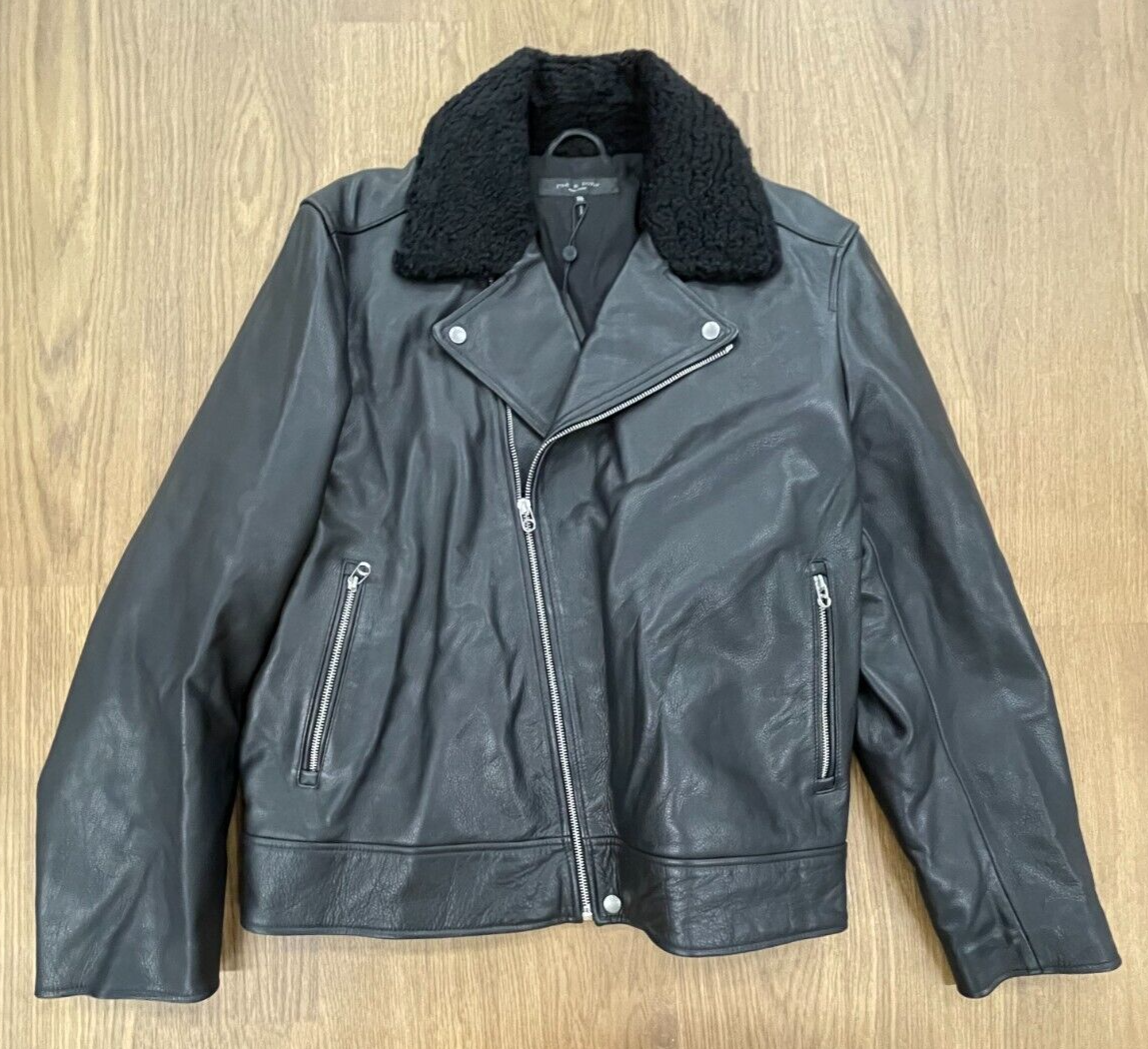 Pre-owned Rag & Bone $1495  Buzz Leather Jacket In Black Size: Xxl