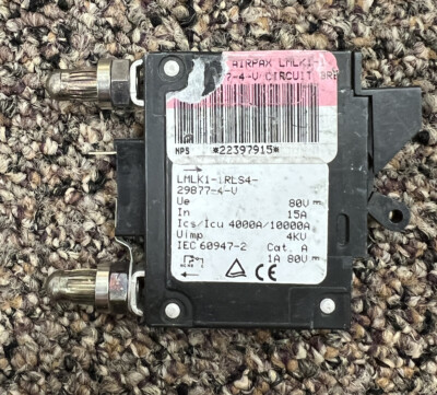 AIRPAX LMLK1-1RLS4-29877-4-V 15A 80VDC Bullet Circuit Breaker