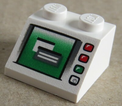 LEGO-Dachstein/Slope 45 2 x 2 bedruckt m. ''Computer Bildschirm'', weiß #3039pb042