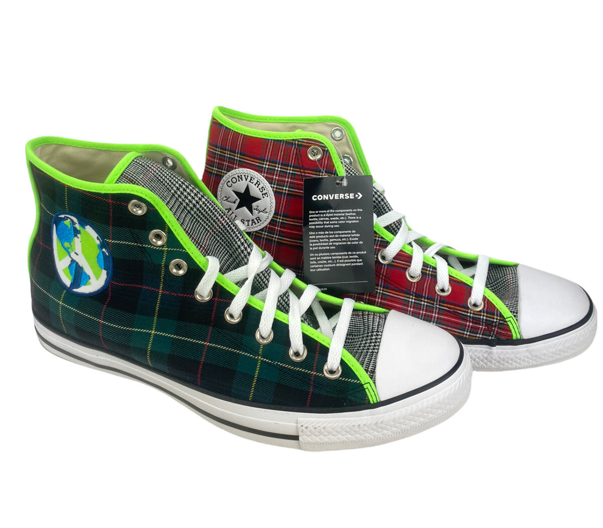 НОВЫЕ мужские кроссовки Converse Chuck Taylor All Star Hi Plaid Peace Red Green